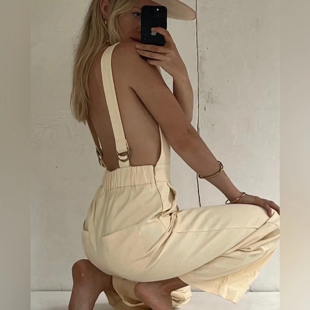 Bahhgoose Cream Jumpsuit with Square Neckline - S/M - Picture 2 of 7